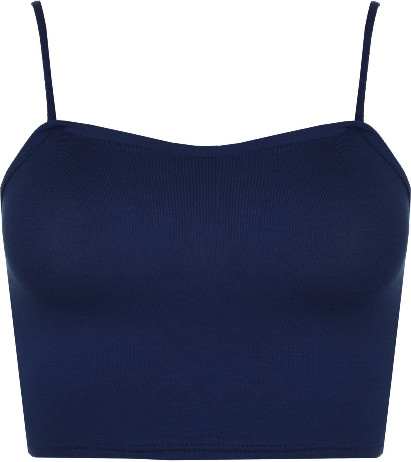 GirlzWalk Women's Ladies Crop Top Ladies Strappy Sleeveless Camisole Bralet Stretchy Vest (Navy, SM 8-10)