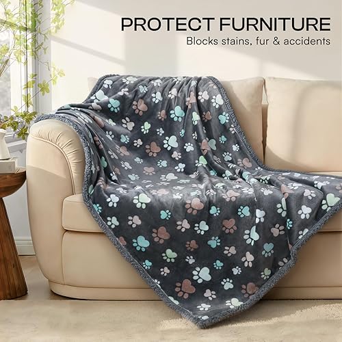 Miniatura 5 de Luciphia Mantas Impermeables para Mascotas para Cubierta de Sofá Cama a Prueba de Líquidos y Orina Lavable Suave Esponjosa Manta Grande para Perros