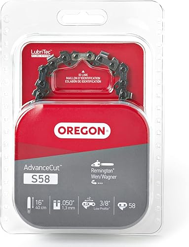Miniatura 5 de Oregon S58 AdvanceCut Cadena de motosierra de repuesto para barras guía de 16 pulgadas, 58 eslabones de transmisión, paso 38", calibre .050", se