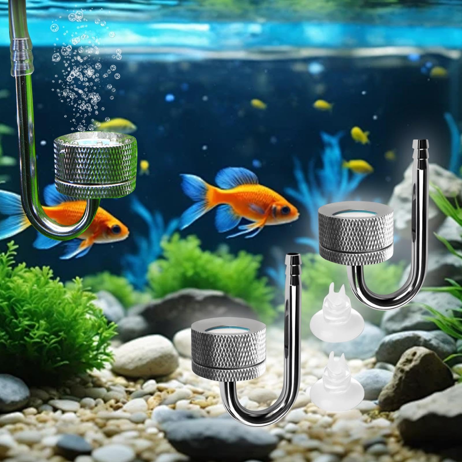 2 Diffuseurs de CO2 pour Aquarium, Purificateur d'air à Dioxyde de Carbone, Bulles Denses, Professionnel