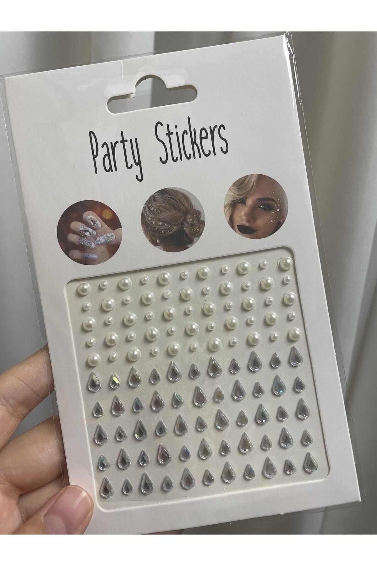 Hb Tasarım 110 Adet Inci Ve Zirkon Sticker Saç-Yüz-Vücut Yapışkanlı Makyaj Taşı