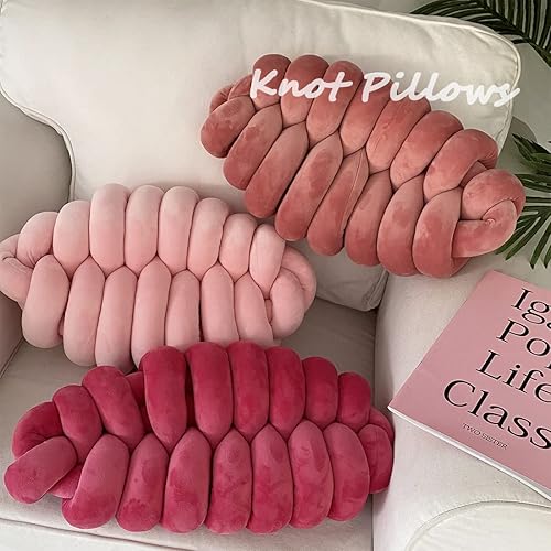 Miniatura 2 de Almohadas decorativas de nudo de bola, almohadas rosadas, almohadas de nudo de hoja, almohadas suaves para decoración del hogar, almohadas