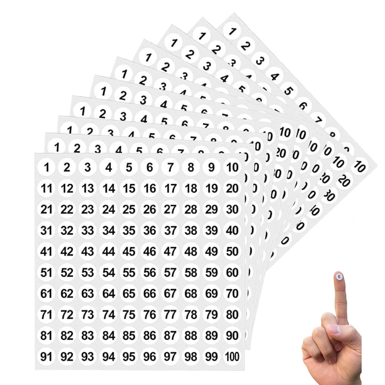 20 Sheets Numbers Stickers Small 1-100, Sticky Numbers, Sticky Round Number Labels, for Sorting, Organizing, Storage Boxes, Lockers, Office&School Supplies(10mm)