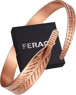 Feraco Copper Bracelet for Men & Women, 100% Solid Pure Copper Cuff Bangle
