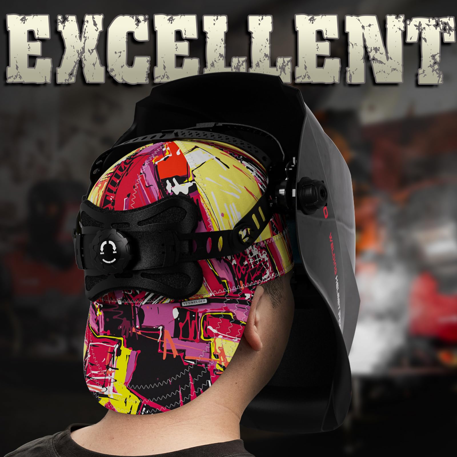 YESWELDER Welding Cap Neon Style 7-3 8 Heat-Resistant Reversible Durable Protective Welders Cap — view 2