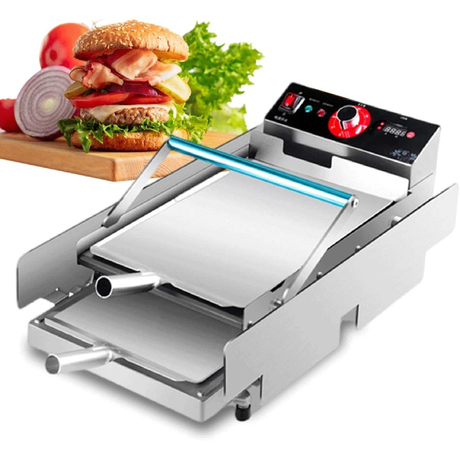 Fhrka Commercial Hamburger Toaster Machine, Hamburger Heating Oven Machine With 0-3 Minute Timer & 50-300°C Adjustable Temperature