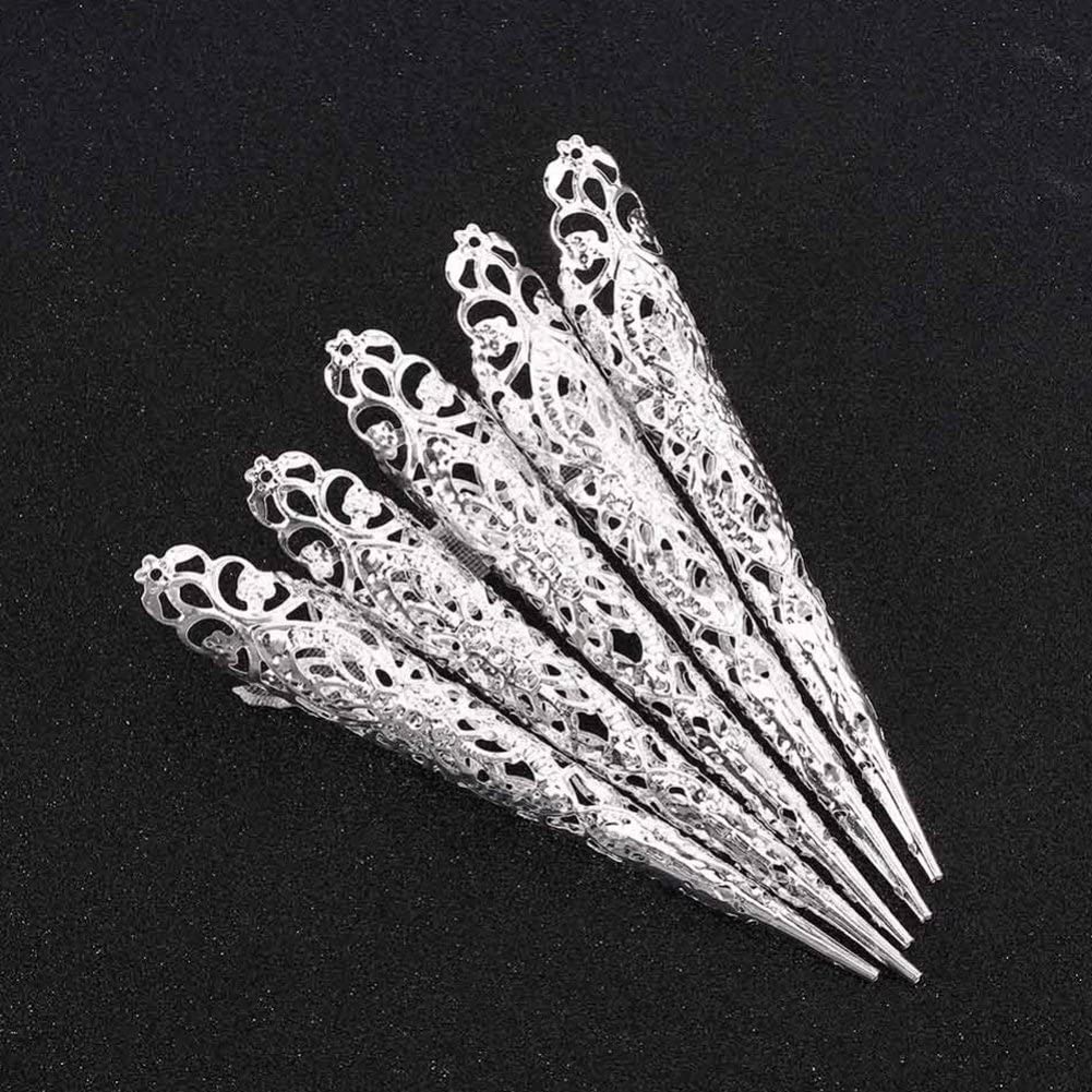 Lot De 10 Anneaux Griffes Argentées – Accessoire Doigté Reine – Costume Halloween, Cosplay Et Spectacle