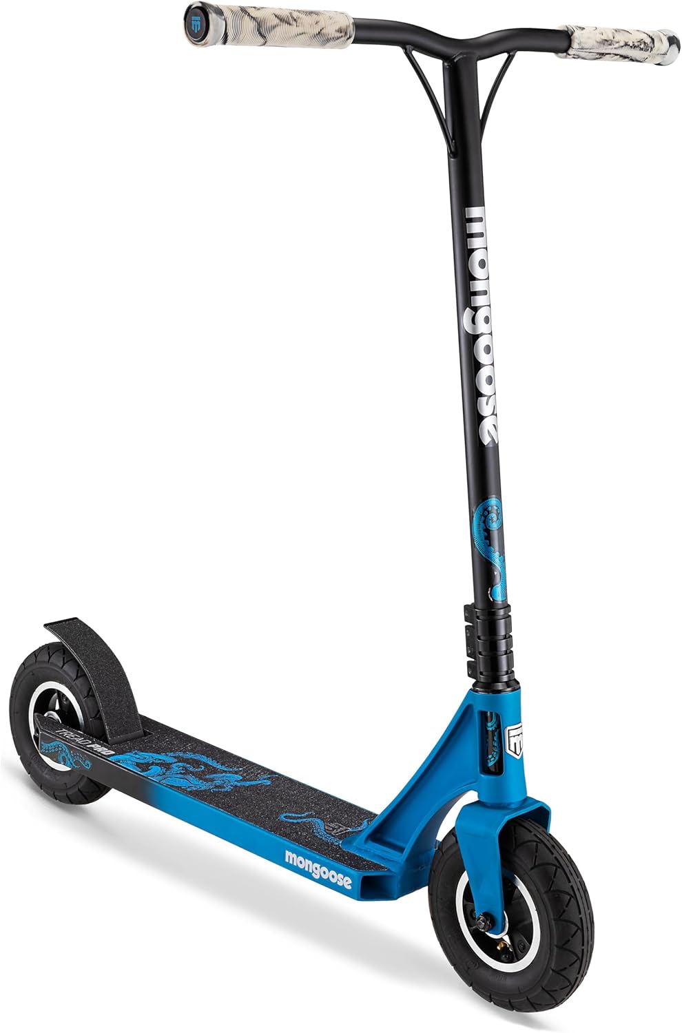 Mongoose Tread Kids and Adult Freestyle Dirt Scooter, 200mm Big Air Filled Tires, Great for Dirt and Gravel, Ages 8 Years and Up, Max Rider Weight 220 Pounds