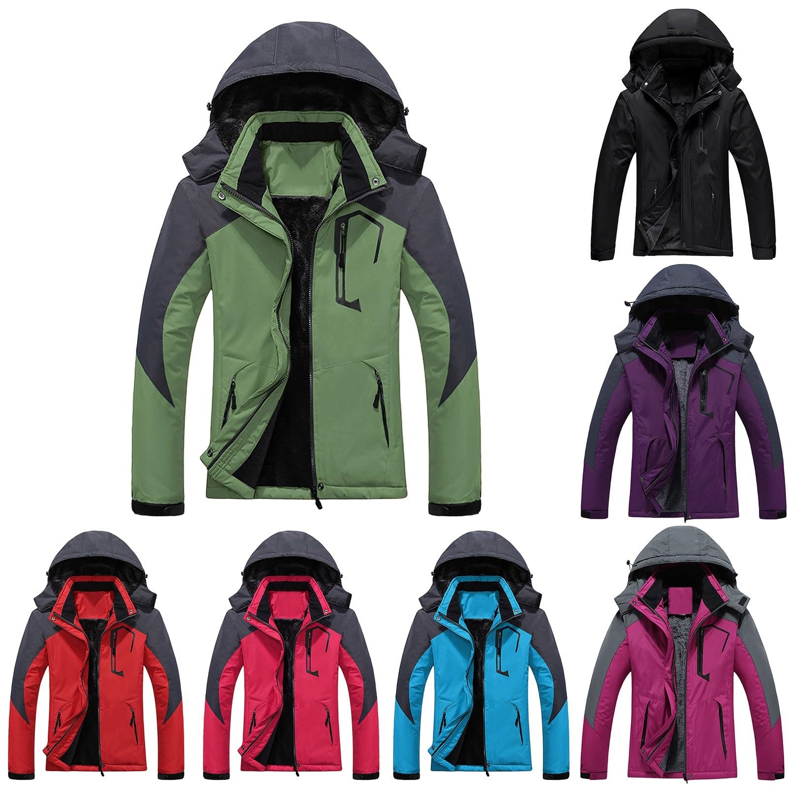 Winterjacke Herren Winddicht Outdoorjacke Fleece Mantel Warme Gefüttert Skijacke Schneejacke Camping Snowboard Parka Mit Abnehmbarer Kapuze Jacke Outdoor Snowboardjacke