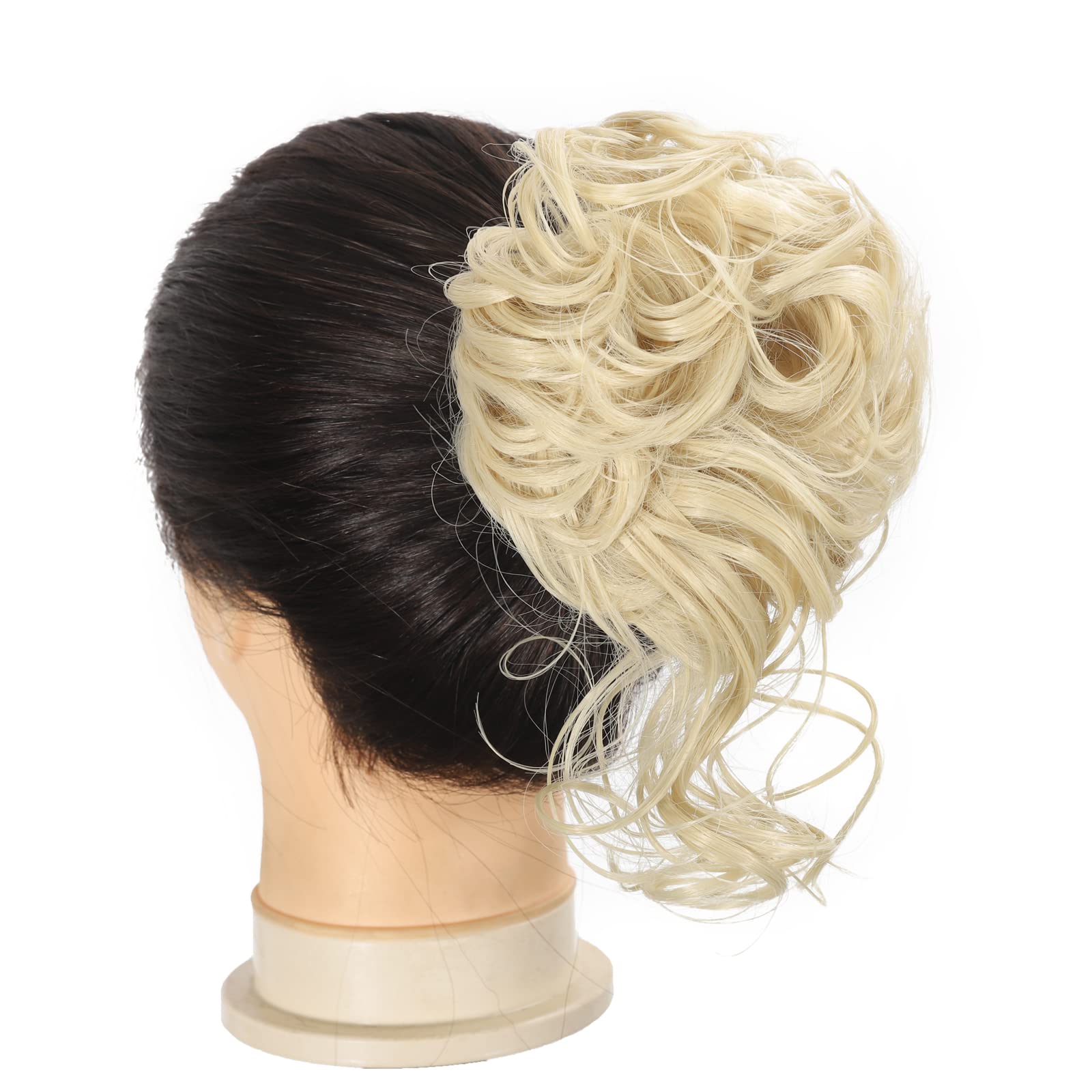 Claw Messy Bun Hairpieces Clip Wavy Curly Chignon Clip in Hairpieces Tousled Updo Doughnut Bun Synthetic Hair Ponytail for Women Girls - Image 4