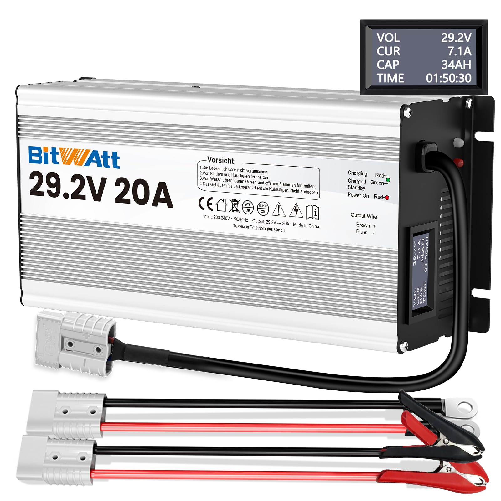 LiFePO4 - Caricatore 24 V, 20 A, 29,2 V, al litio, con LCD