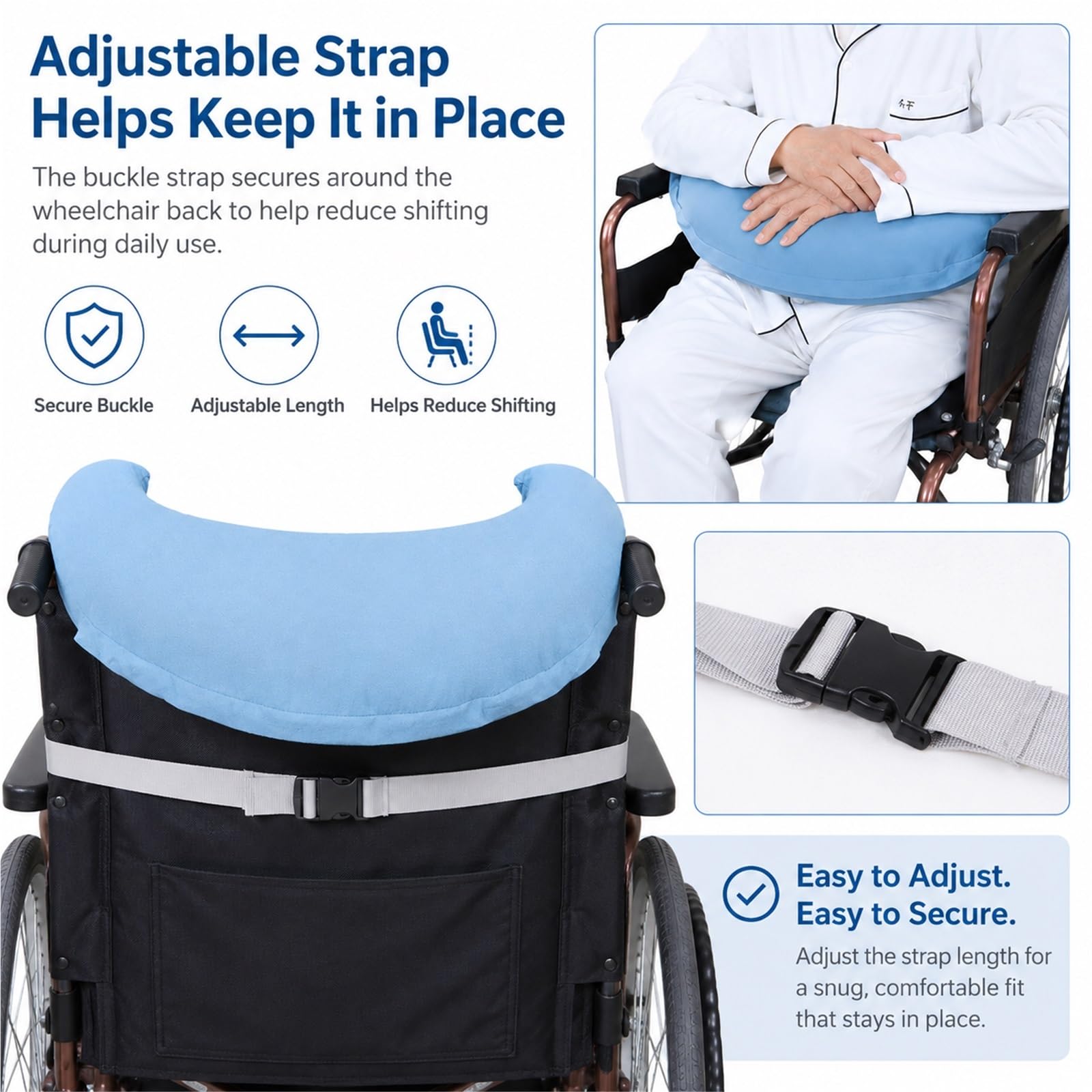 Cojín de Seguridad para Silla de Ruedas Arnés Antideslizante con Soporte para Brazos Cojín de Sujeción y Posicionamiento para Ancianos Discapacitados y Enfermos(Gray)
