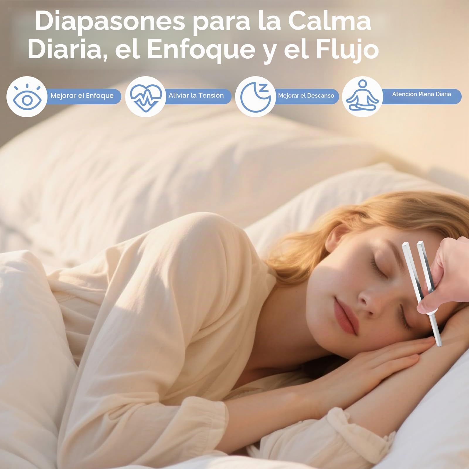Diapasón, Diapasones Terapéuticos de Aleación de Aluminio(128Hz/256Hz/512Hz/1024Hz) Diapason Musical con Martillo de Silicona y Herramienta de Reparación para Sonido Curación ADN RelajacióN