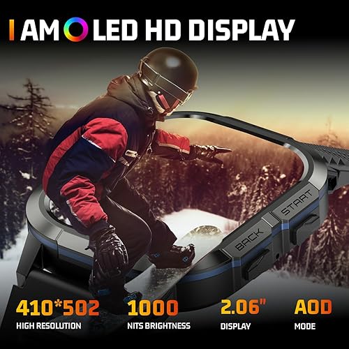 Miniatura 2 de Relojes inteligentes militares para hombres, llamadas Bluetooth AMOLED de 2.06 pulgadas, IP68 con monitor de sueño, podómetro, más de 110 modos