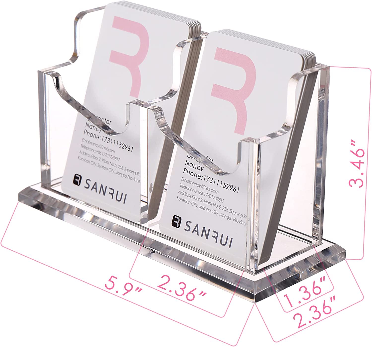 SANRUI Acrylic Vertical Business Card Holder for Desk,Clear Business Card Display Stand Organizer Storage Rack for Exhibition Home - Image 2