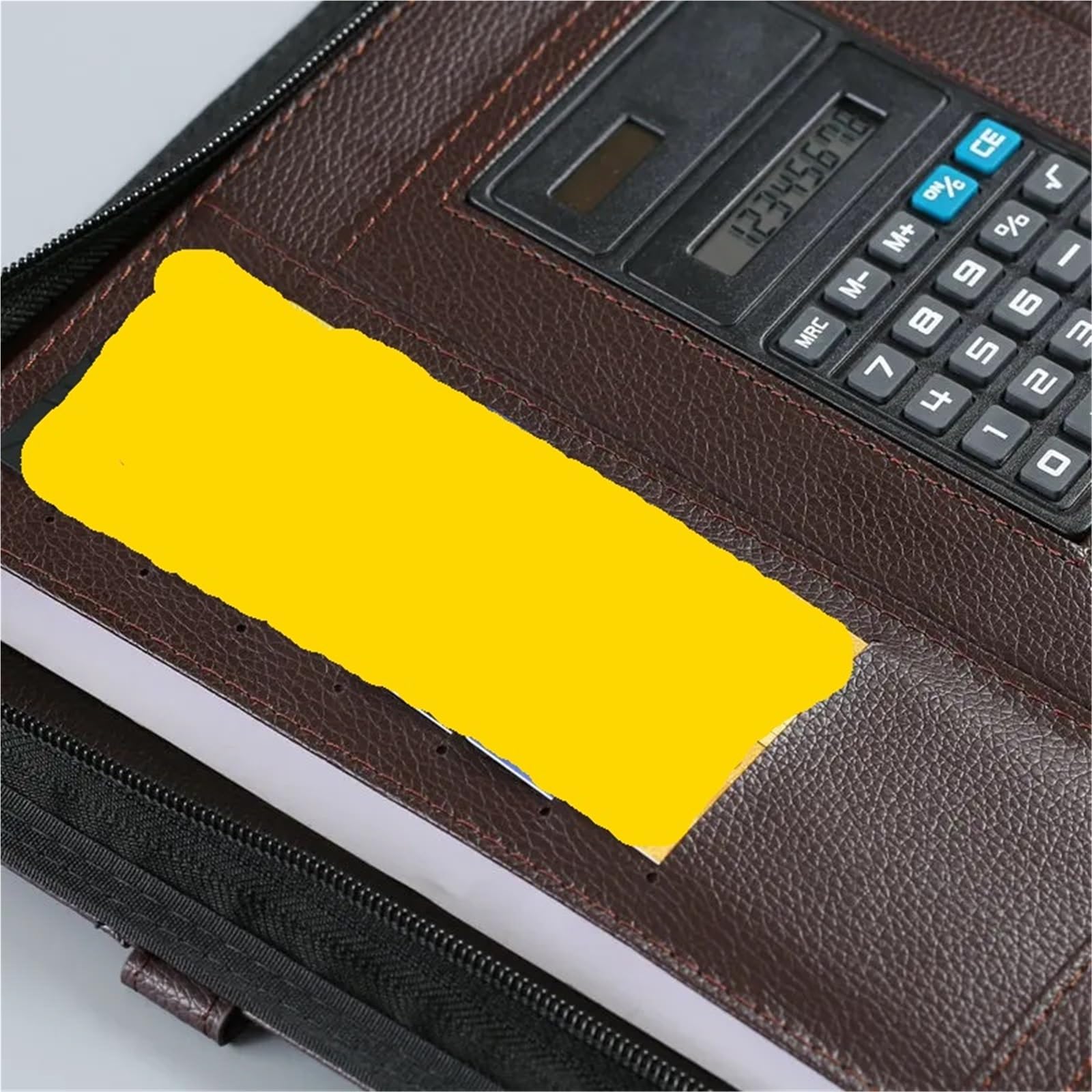 Custodia Portadocumenti In Pelle Cartella portadocumenti portatile multifunzionale in pelle con cerniera A4, for ufficio, porta biglietti da visita, borsa in(Black single shell)