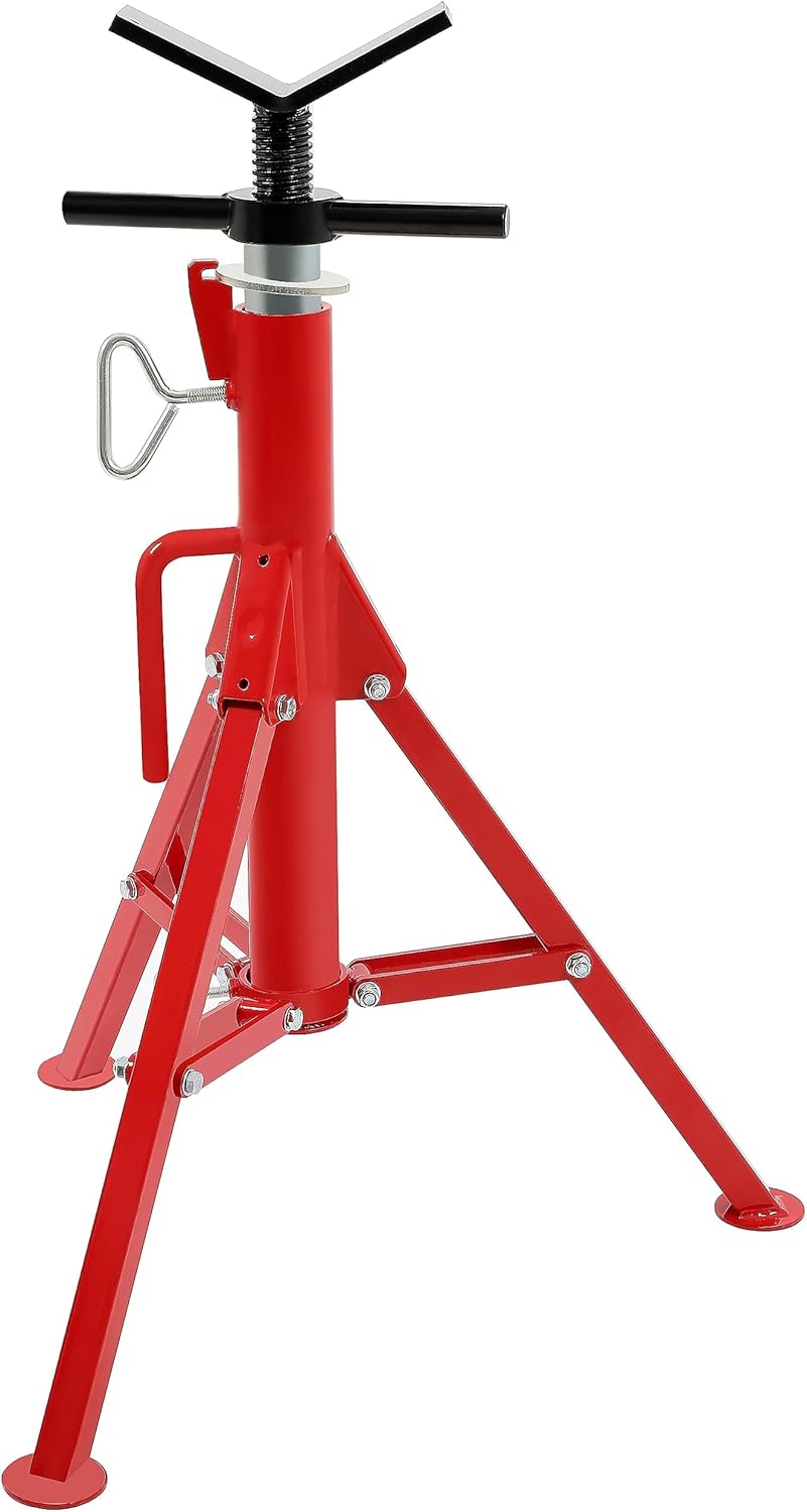KUAFU V-Head Pipe Jack Stand Adjustable Height 28"-52" Folding Pipe Stand 2500 lbs Load Capacity Portable Steel Stability Stand