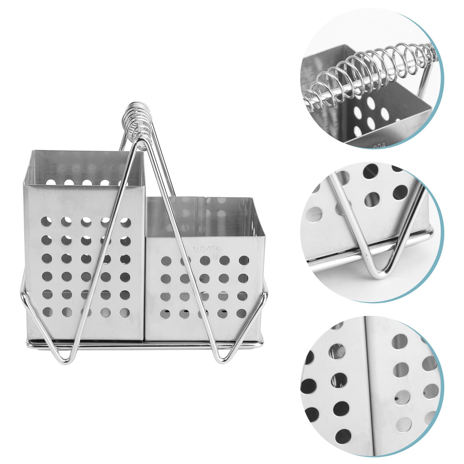 Support de Rangement Multifonctionnel Organisateur D'ustensiles la Cuisine Carré Surface Lisse en Acier Inoxydable Argenté pour Baguettes Restaurant