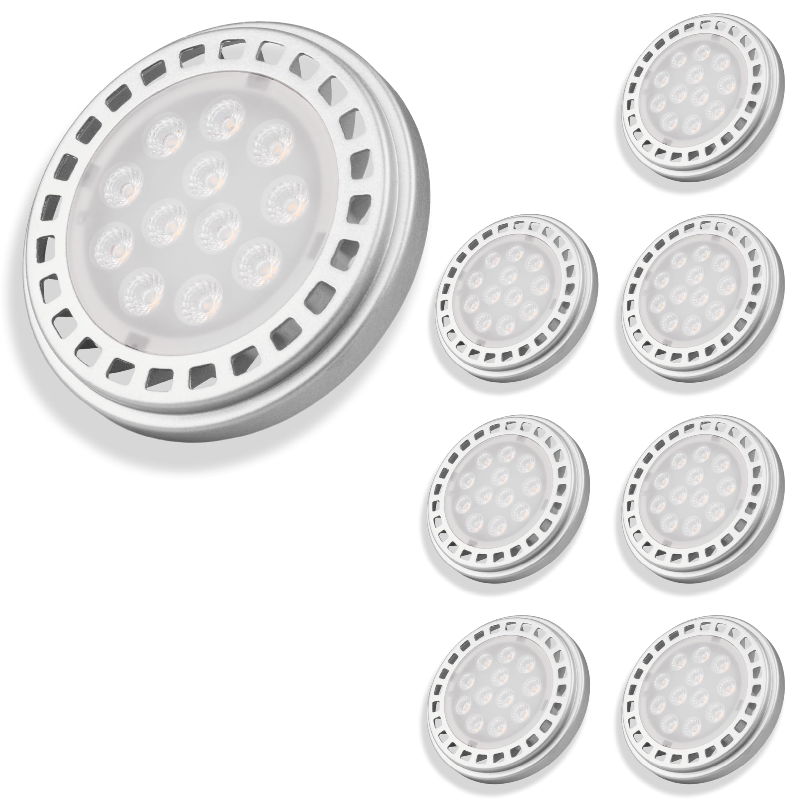 INNOVATE ES111 GU10 LED Leuchtmittel 8 Stk. [12W 3000K Warmweiß Dimmbar 60° Spot] QRB11 QRB111 LED Lampe Ersatz 100W Strahler Deckenlampe Innenbereich