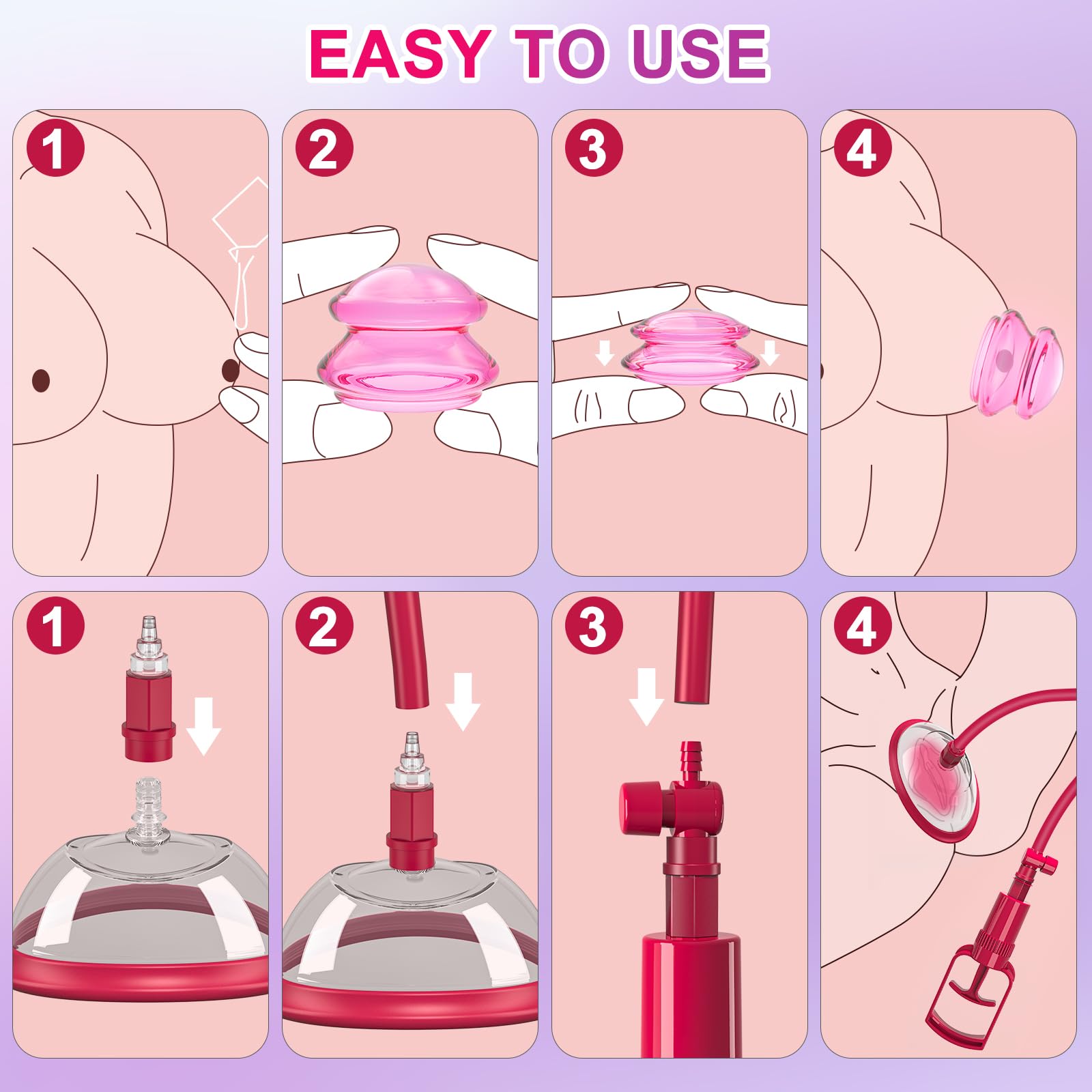 Rosso Pussy Pump Giocattoli Sessuali per Donne Succhiatori Manuali per Capezzoli, Pompe Vaginali e Clitoride per Aumentare il Piacere Sessuale, Stimolatore di Capezzoli e Clitoride per Donne e Coppie