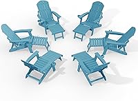 Vista 44 de YEFU Juego de 4 sillas Adirondack ajustables con reposapiés, sillas Adirondack ajustables de 5 niveles con otomana retráctil y 2 portavasos, sillas