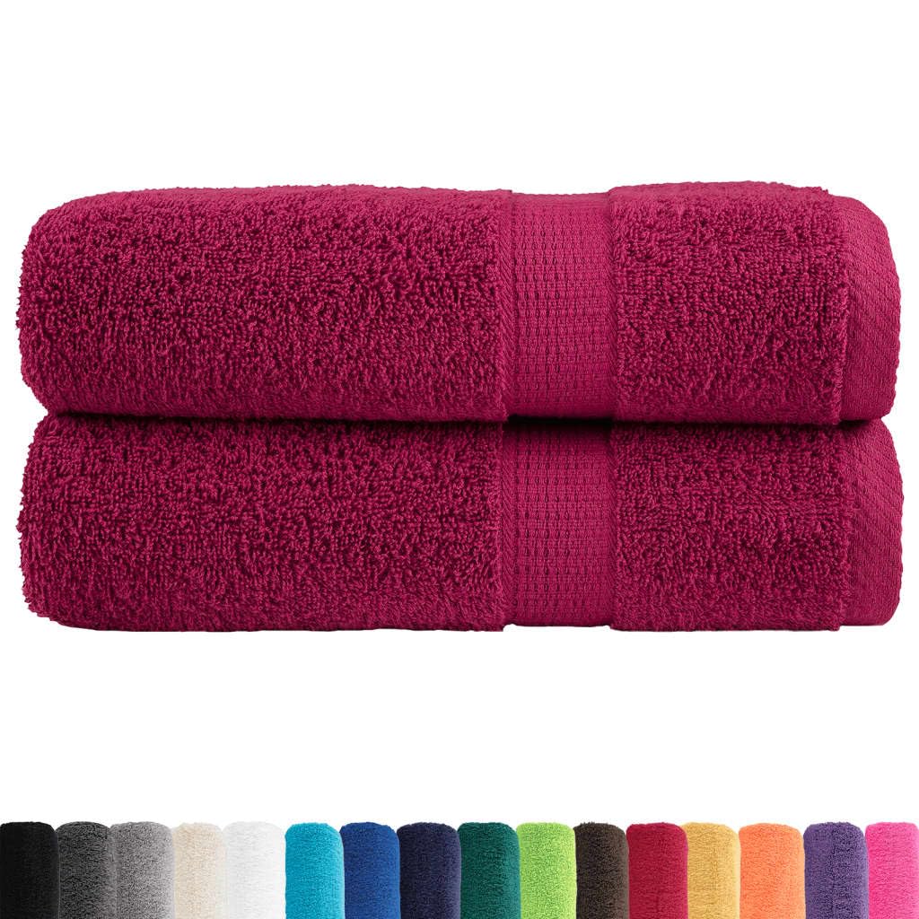 vidaXL Asciugamani Premium 2 pz Bordeaux 50x100 cm 600gsm 100% Cotone, Telo da Bagno, Set di Asciugamani da Bagno, Asciugamano per albergo