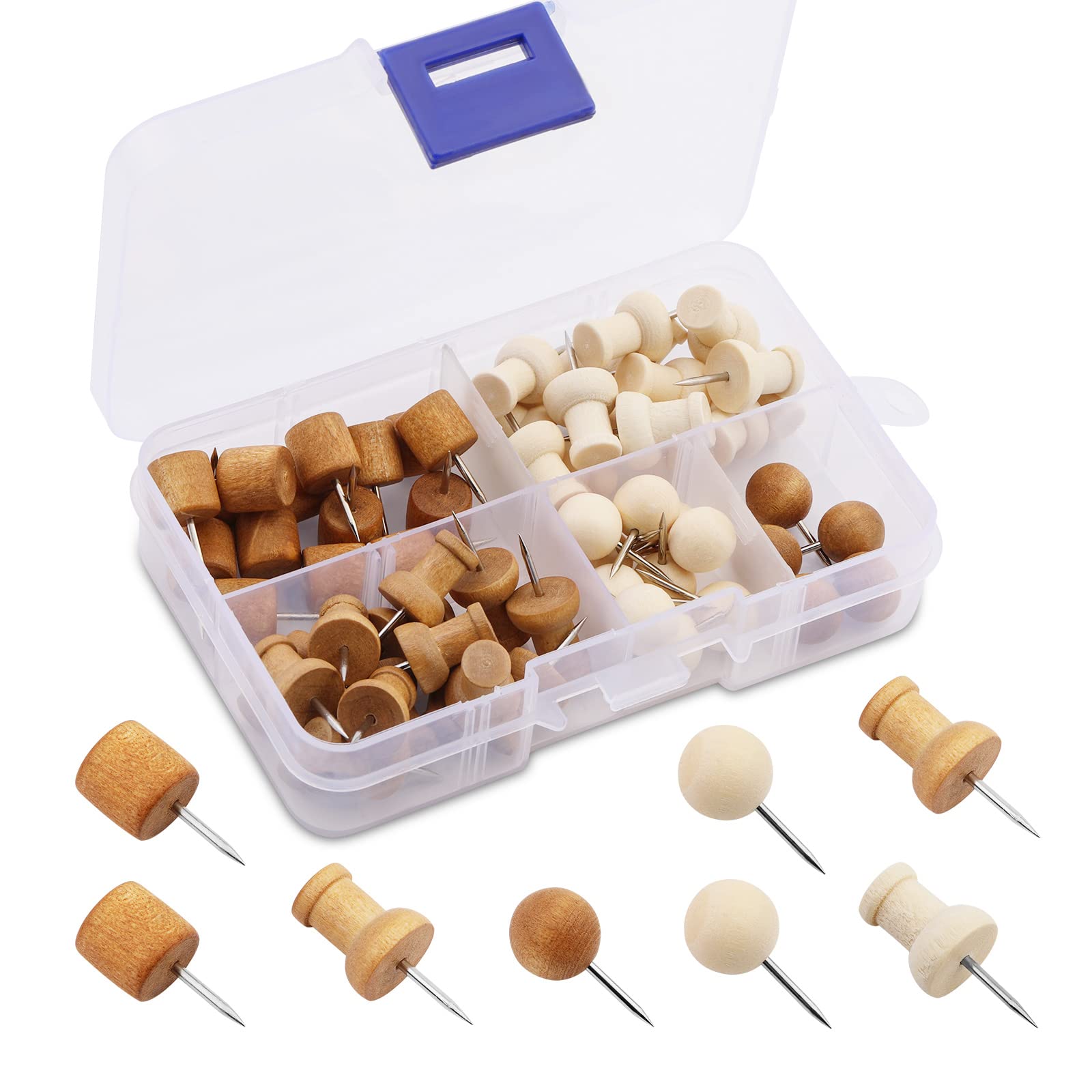 40 Stück Dekorative Holz-Pinnnadeln – Natürliche Reißzwecken Für Korktafel & Pinnwand, 1 Cm Stifte