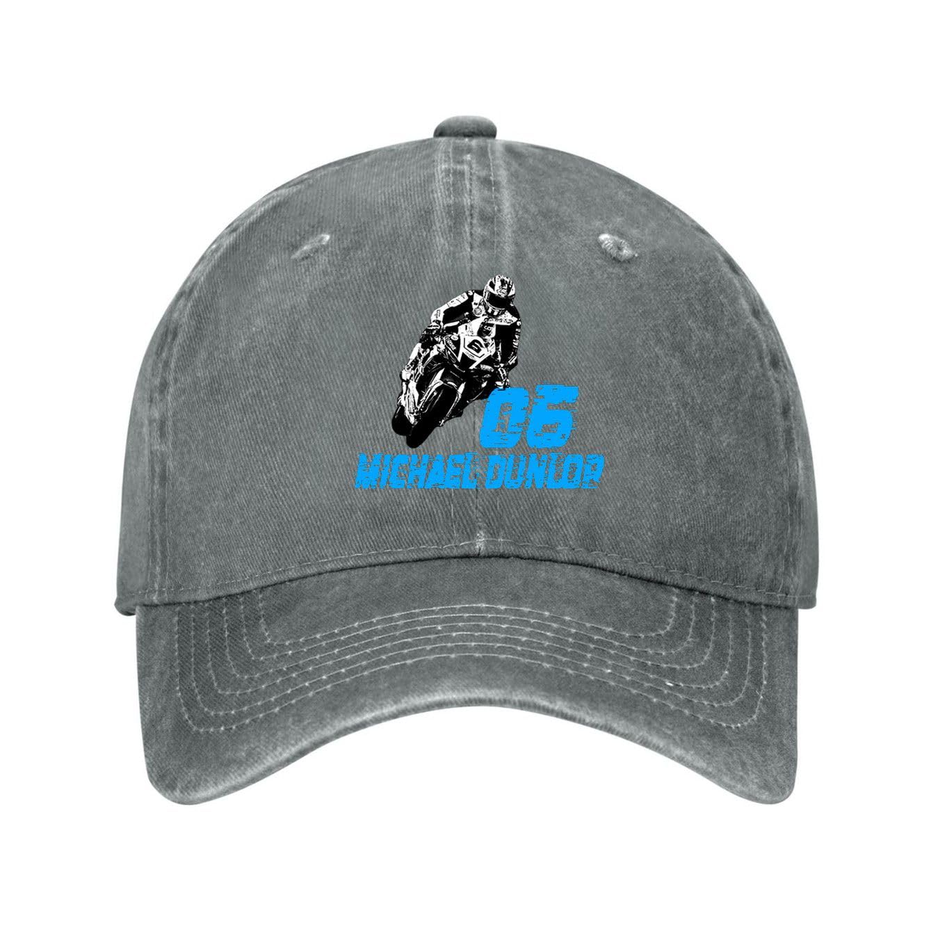 Kciutud Michael Dunlop 06 Gray Washed Denim Baseball Cap Adjustable Vintage Distressed Dad Hat Men Women Retro Soft Cotton Unstructured Size is: One Size