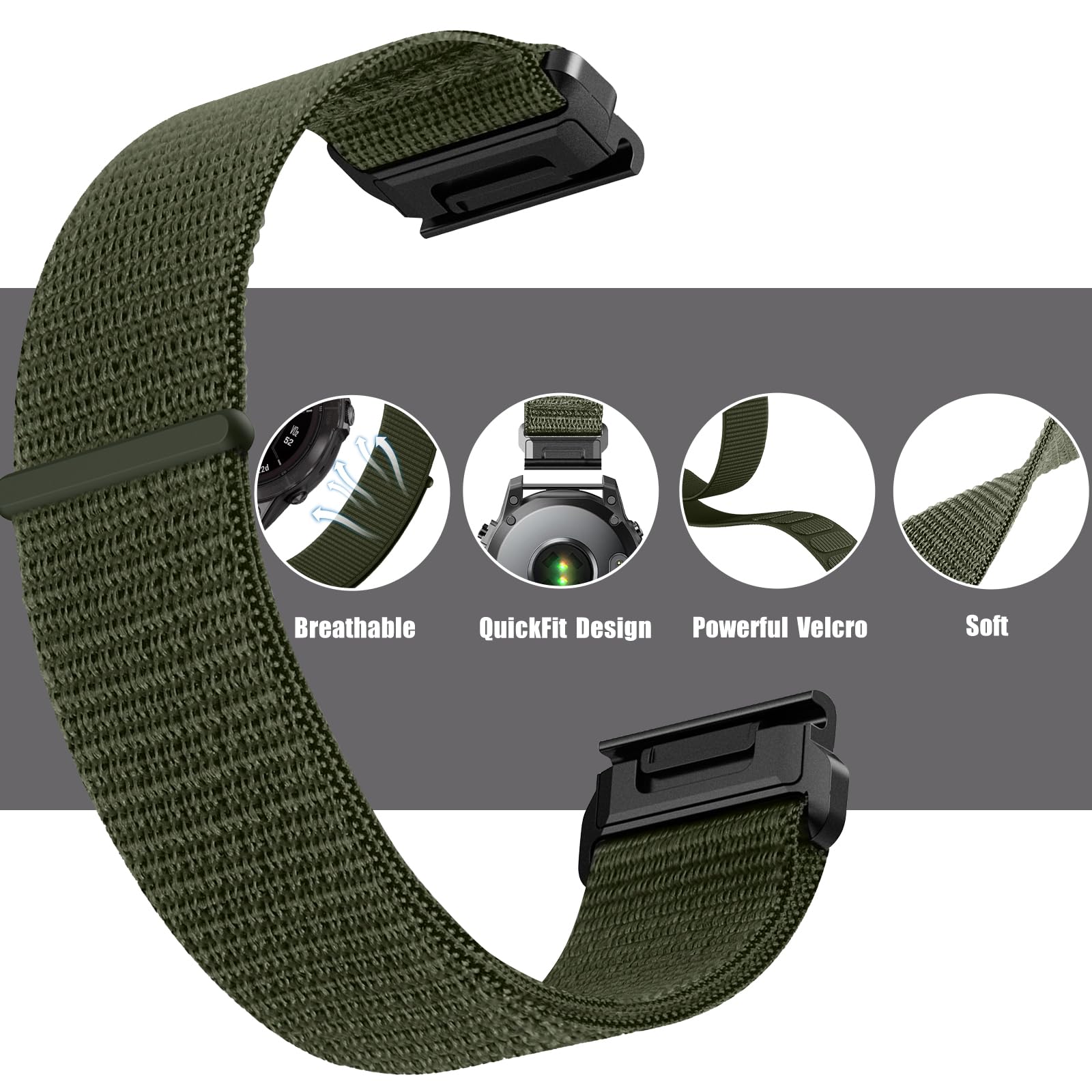 Koelaa 22mm QuickFit Cinturino per Garmin Fenix 7/6/6 Pro/5/8