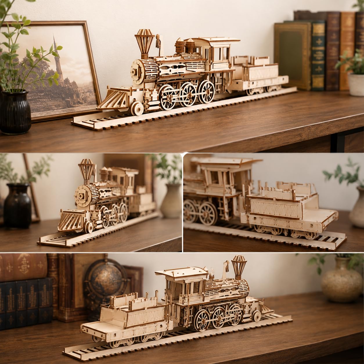 Amazon | 【レール付き】木製 3D 立体 パズル 蒸気機関車 電車 乗り物