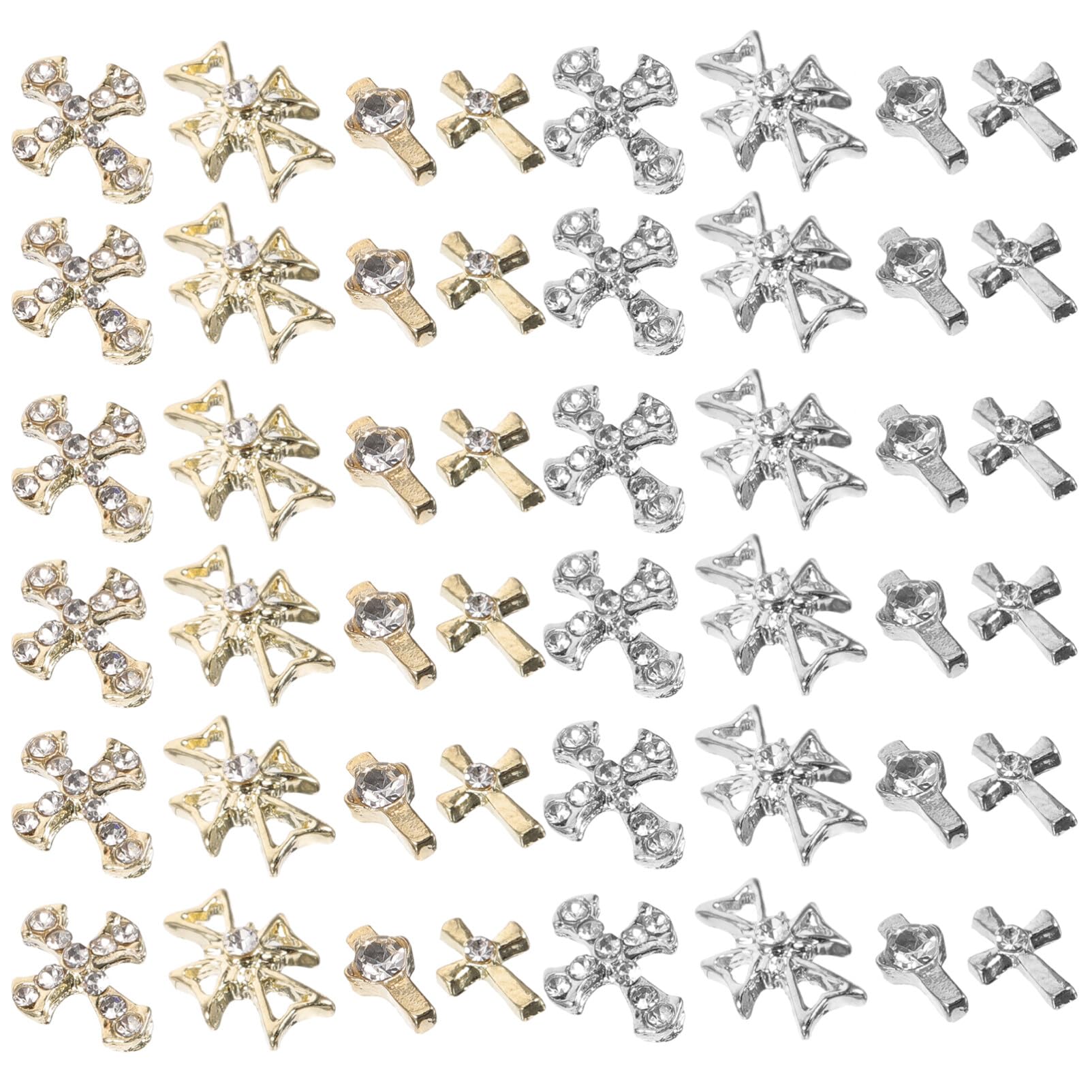 GALPADA 80pcs Nail Art Pearls Nail Rhinestones Vintage Nail Charms Halloween Nail Charms Cross Nail Beads Nail Art Supplies Cross Nail Gems Goth Decor Nail Supplies 3d Alloy The Cross