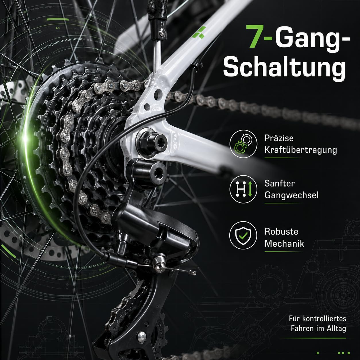 E-Bike 250W Motor 48V20 Akku 7-Gang mit Federdämpfung Scheibenbremsen | 25 km/h Höchstgeschwindigkeit, 100-120 km Reichweite, Scheibenbremsen, Herren & Damen, Stadt & Gelände