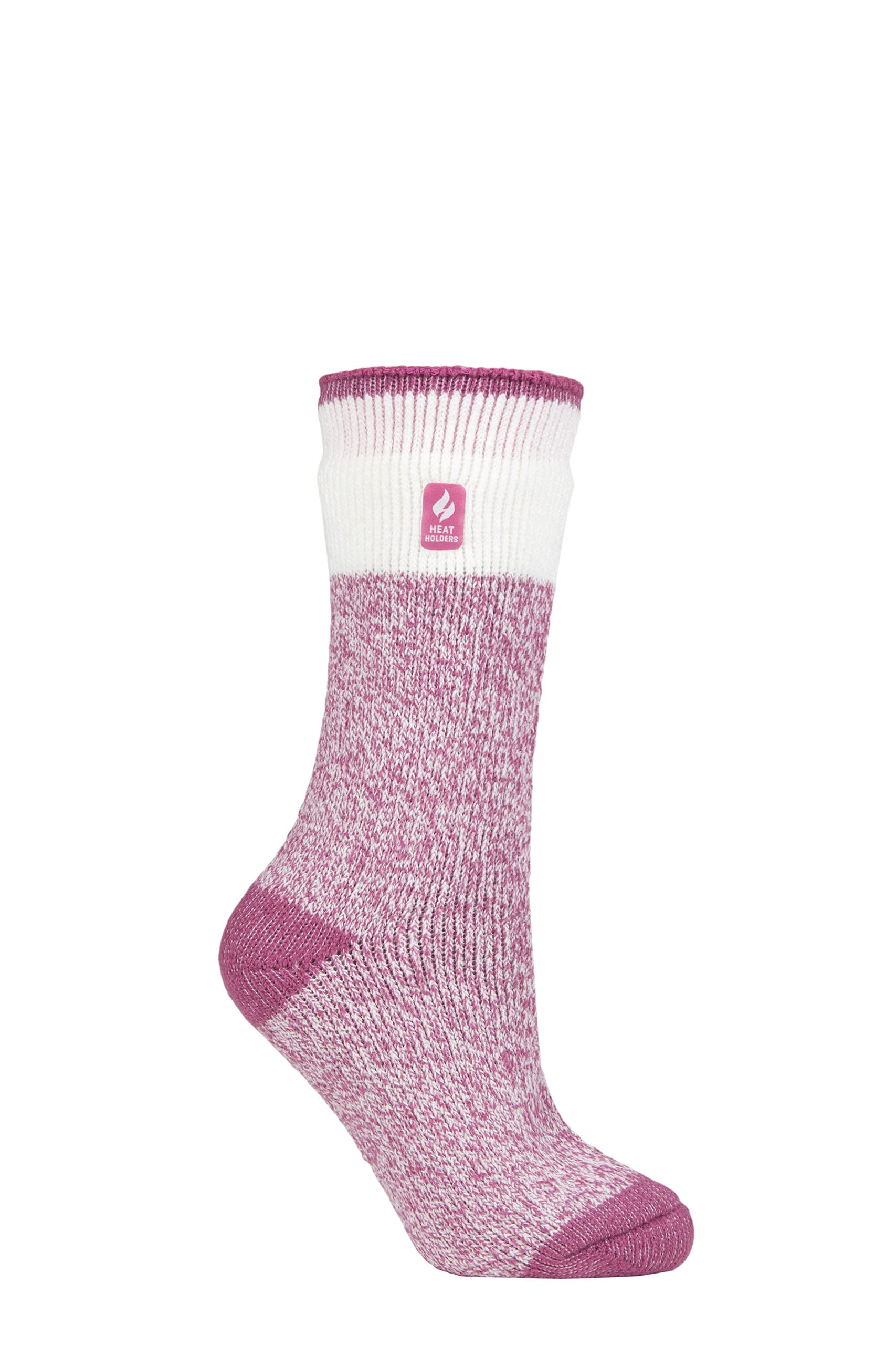 HEAT HOLDERS SOCKSHOP Women's Socks - 2.3 TOG Thermal, Warm, Cosy, Patterned, Pack of 1 Size 4-8 (4-8, Snowdrop Block Twist Pink)