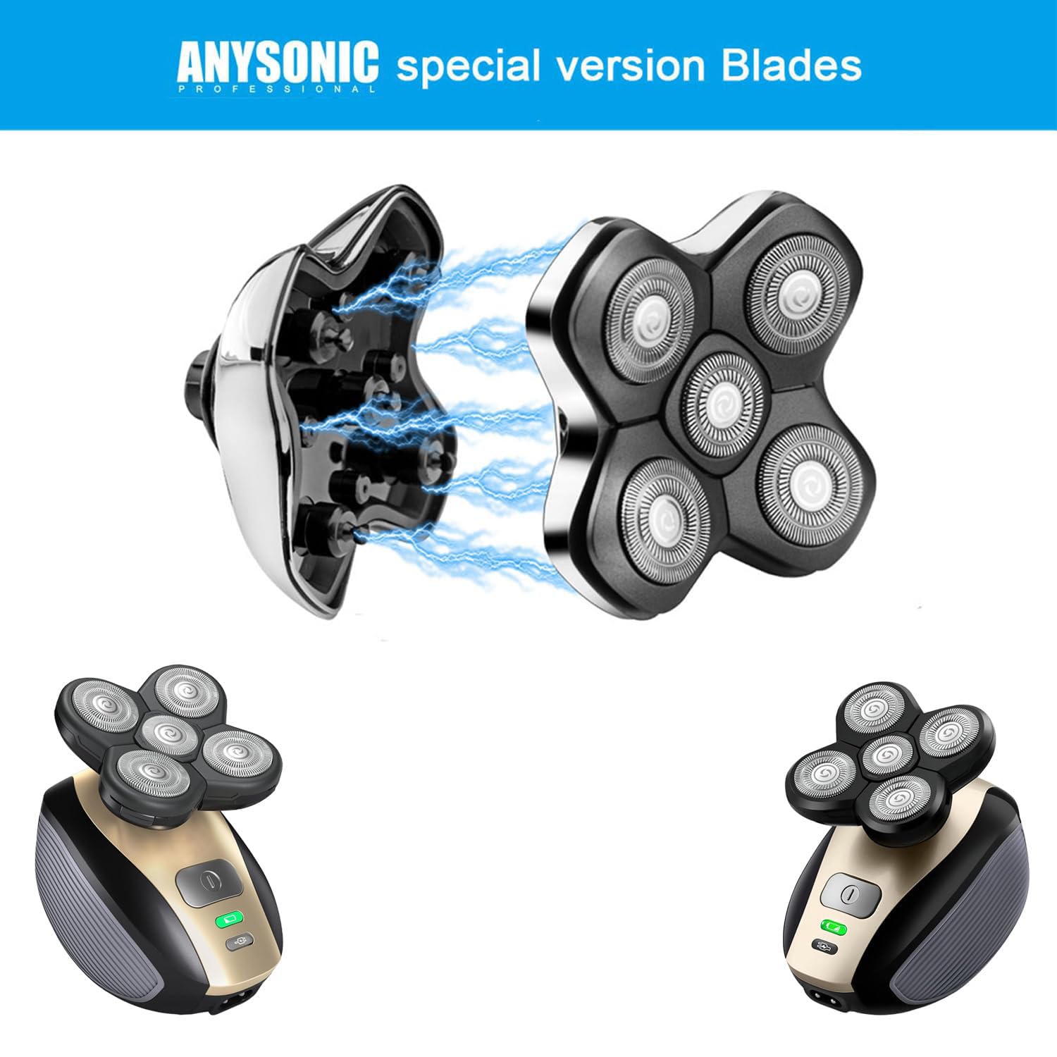 Universal Magnetic 5 Blades for MANSCAPED Dome Shaver and Many Brands, Head Shaver Replacement Heads for Universal Replacement Heads