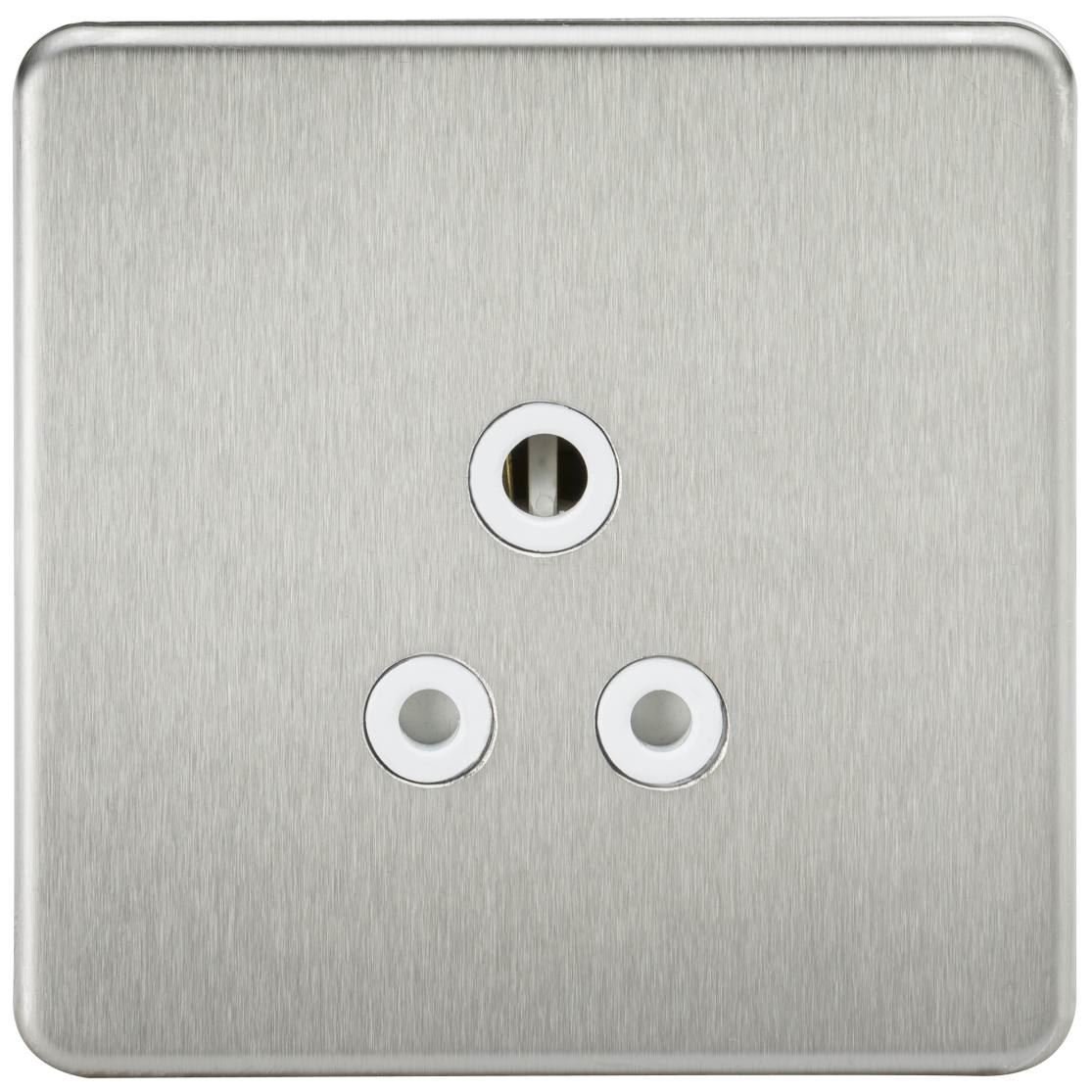 Knightsbridge White Screwless 5A Unswitched Socket - Brushed Chrome With Insert Sf5abcw