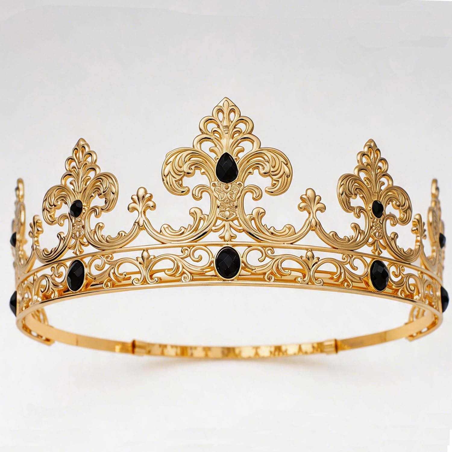 YOUlDIANZIKing Crown for Men, Prince Diadem, Royal Medieval Cosplay Birthday Prom Halloween Hair Accessories Gold Black