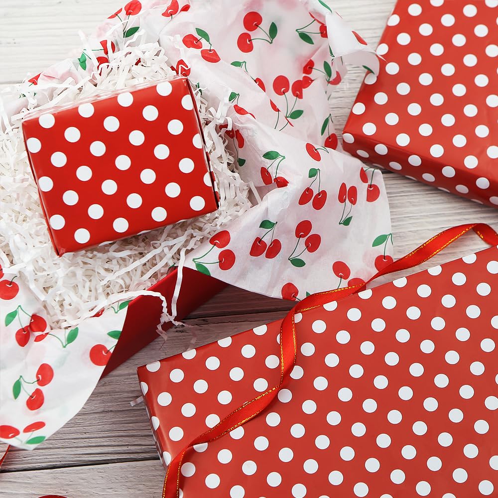 Rot-weißes Punkte Geschenkpapier - 4 Bögen Für Weihnachten & Feste