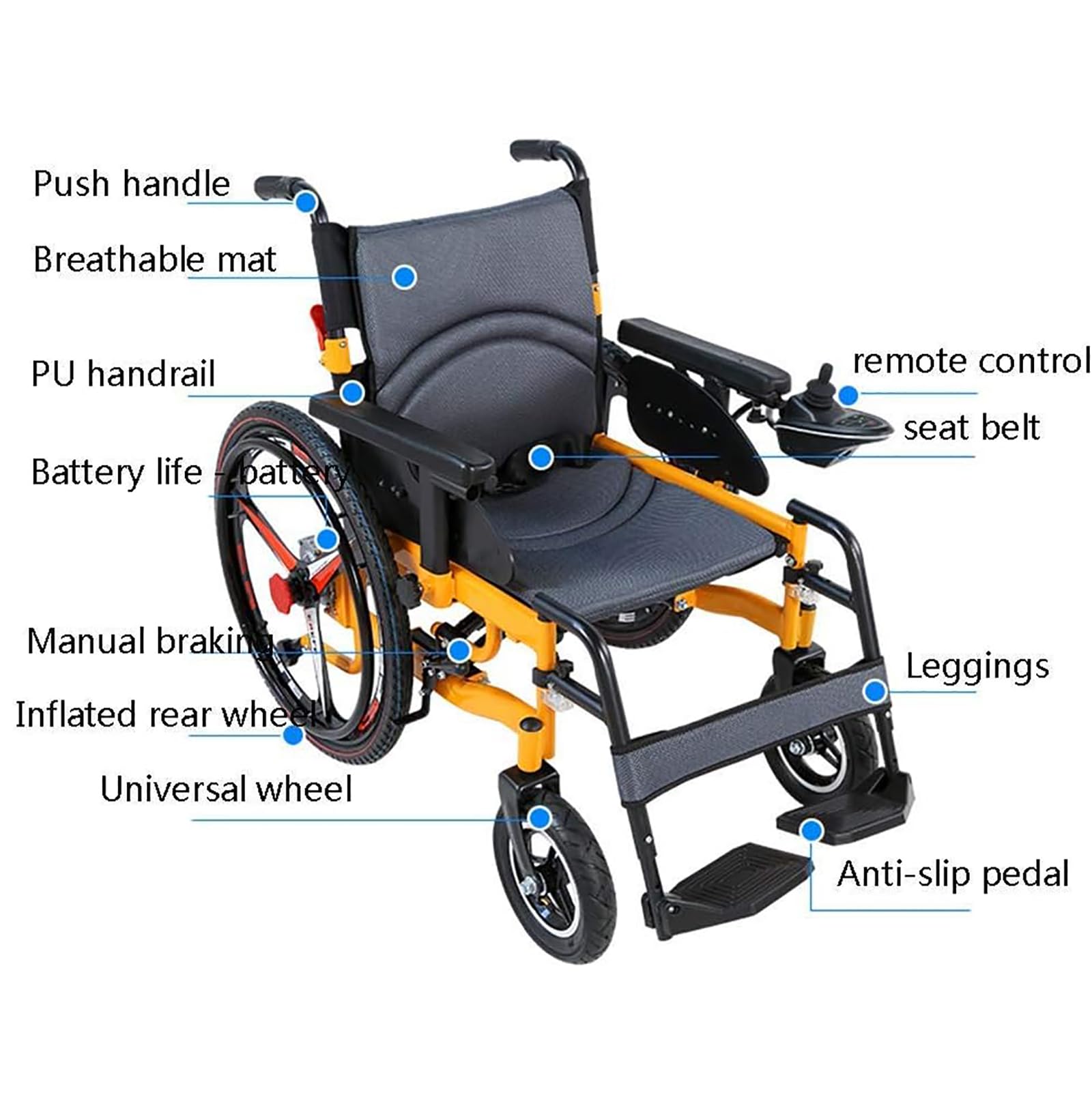 ZAIED Sillas De Ruedas Eléctricas Para Adultos Plegables Motorizadas Ligeras Deluxe Aluminio Adecuadas Para Sillas De Ruedas Eléctricas Para Mayores Y Discapacitados