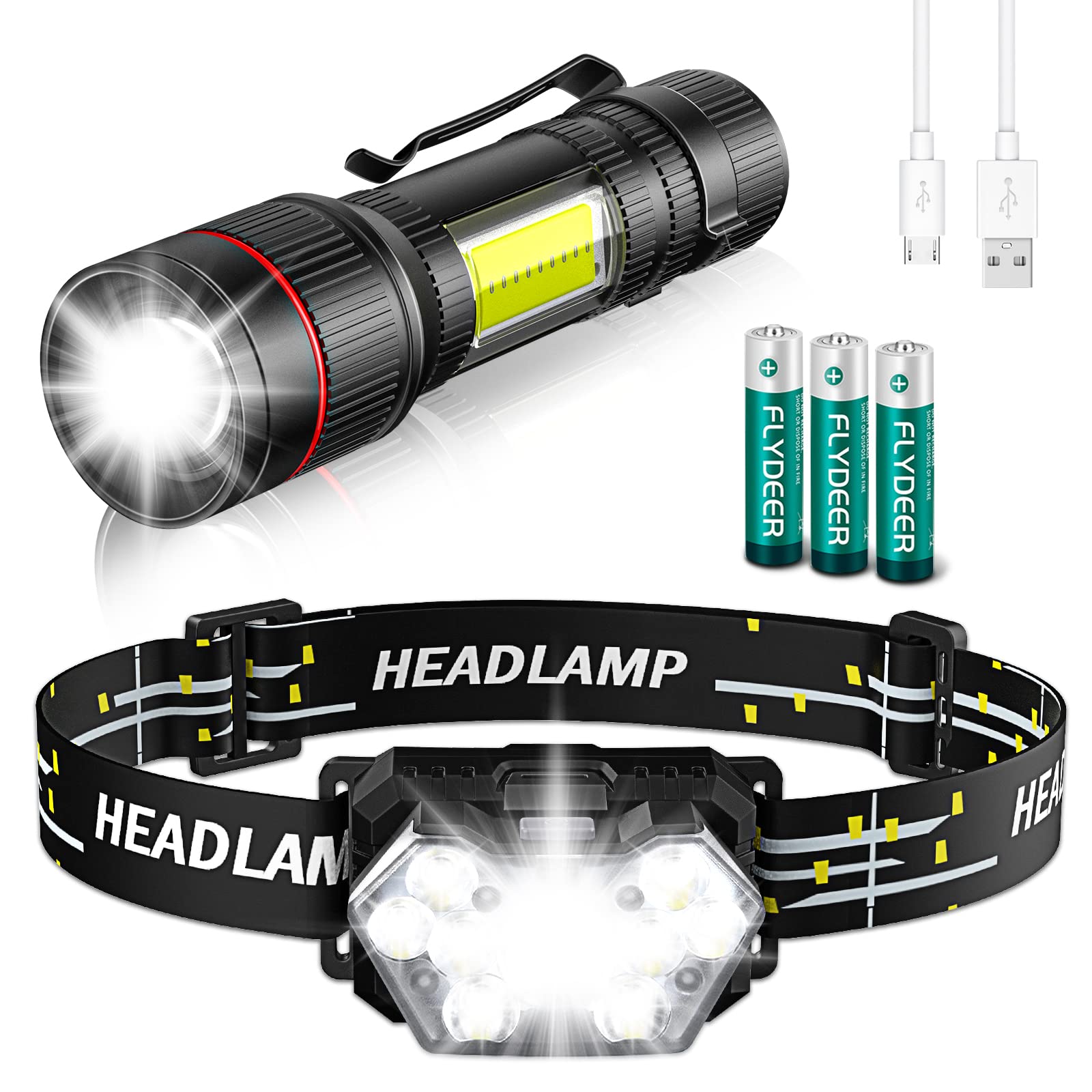 Torce Frontali Lsnisni 2000 Lumen - 2 Pezzi Con 6 Batterie, 6 Modalità, Impermeabile IPX5 - Foto 4