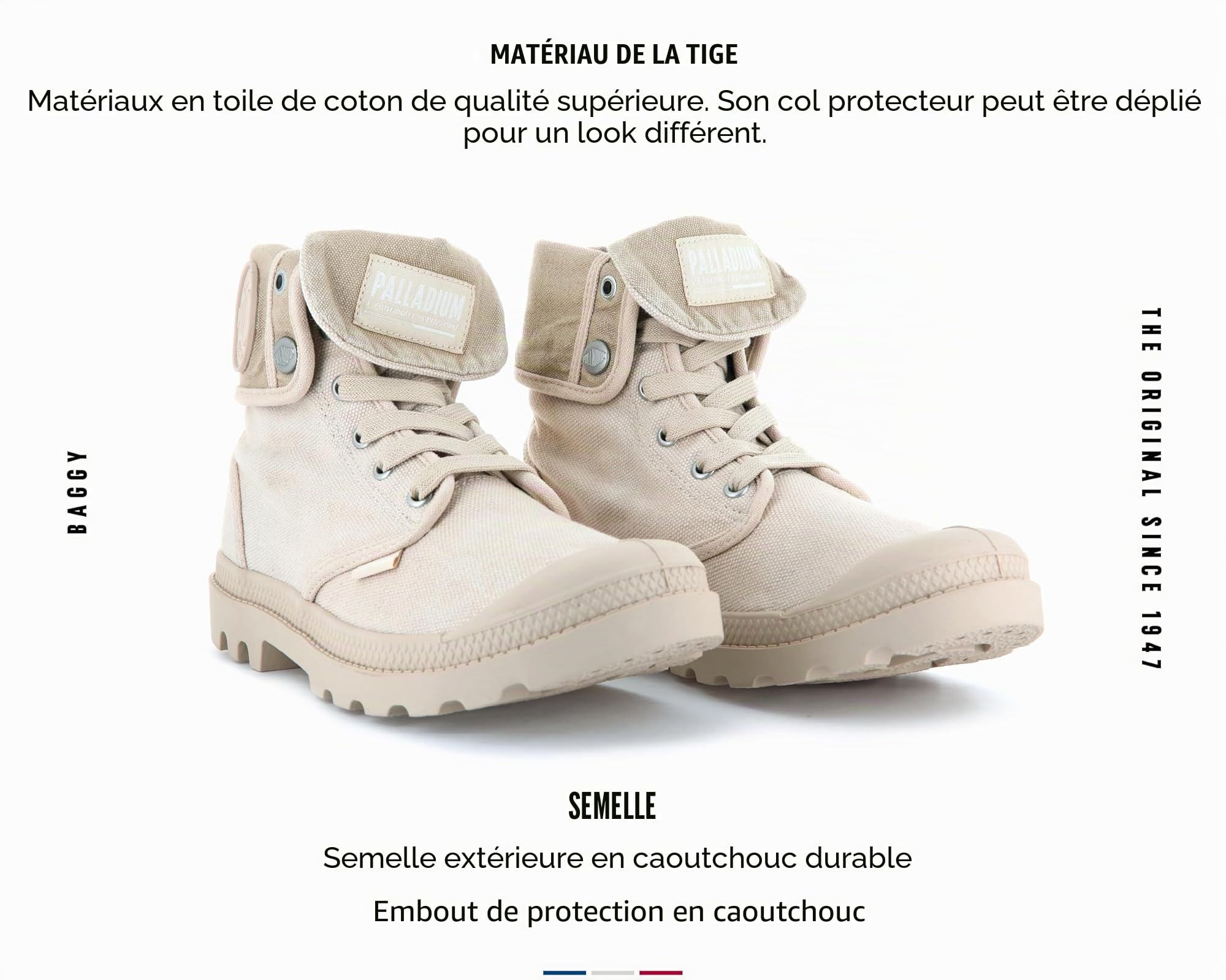 Palladium - Baggy - Chaussures Hommes et Femmes - Coton, Look Authentique, Semelle Intérieure EVA - Vegan Friendly