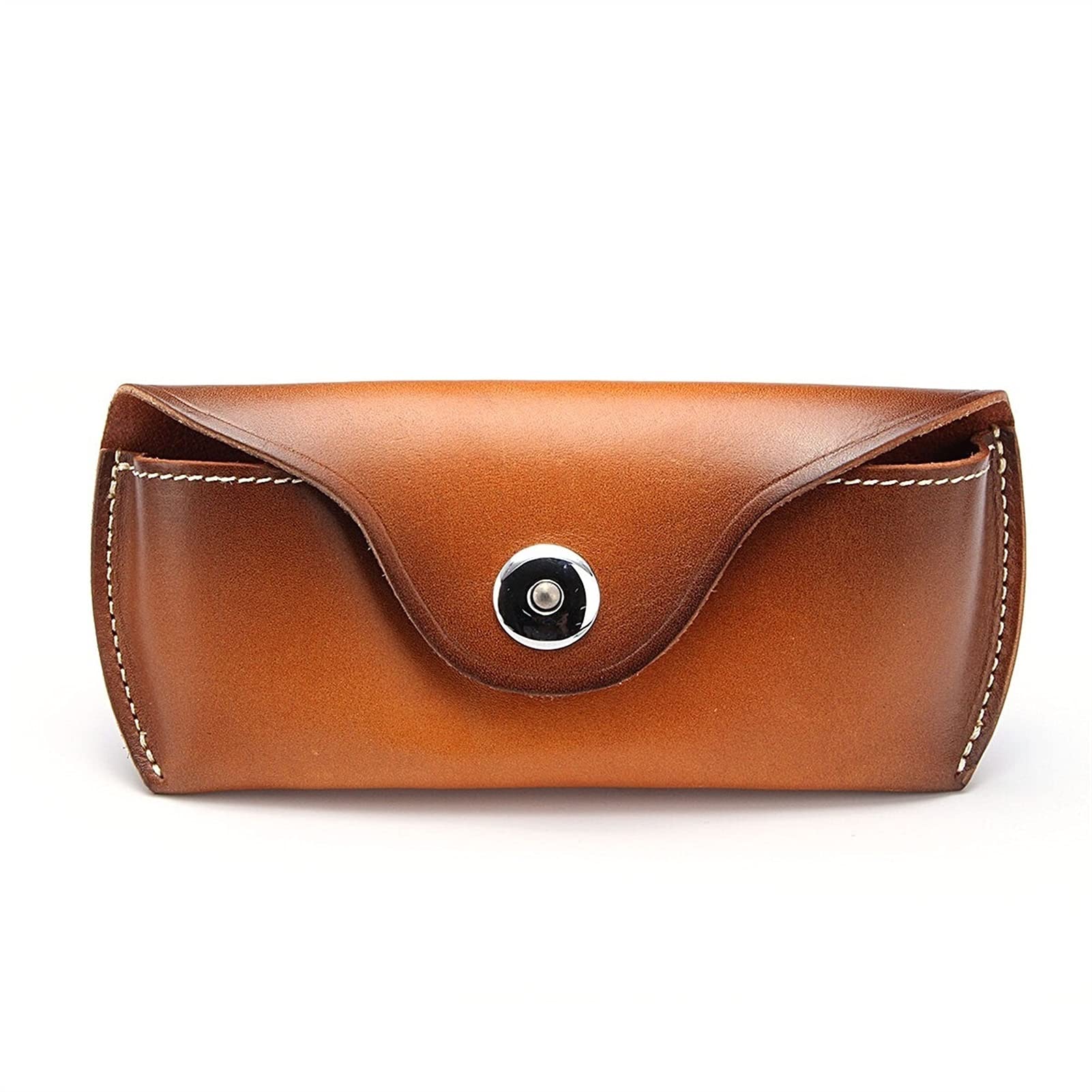 Sac à lunettes en cuir véritable marron clair pour ceinture de jeans