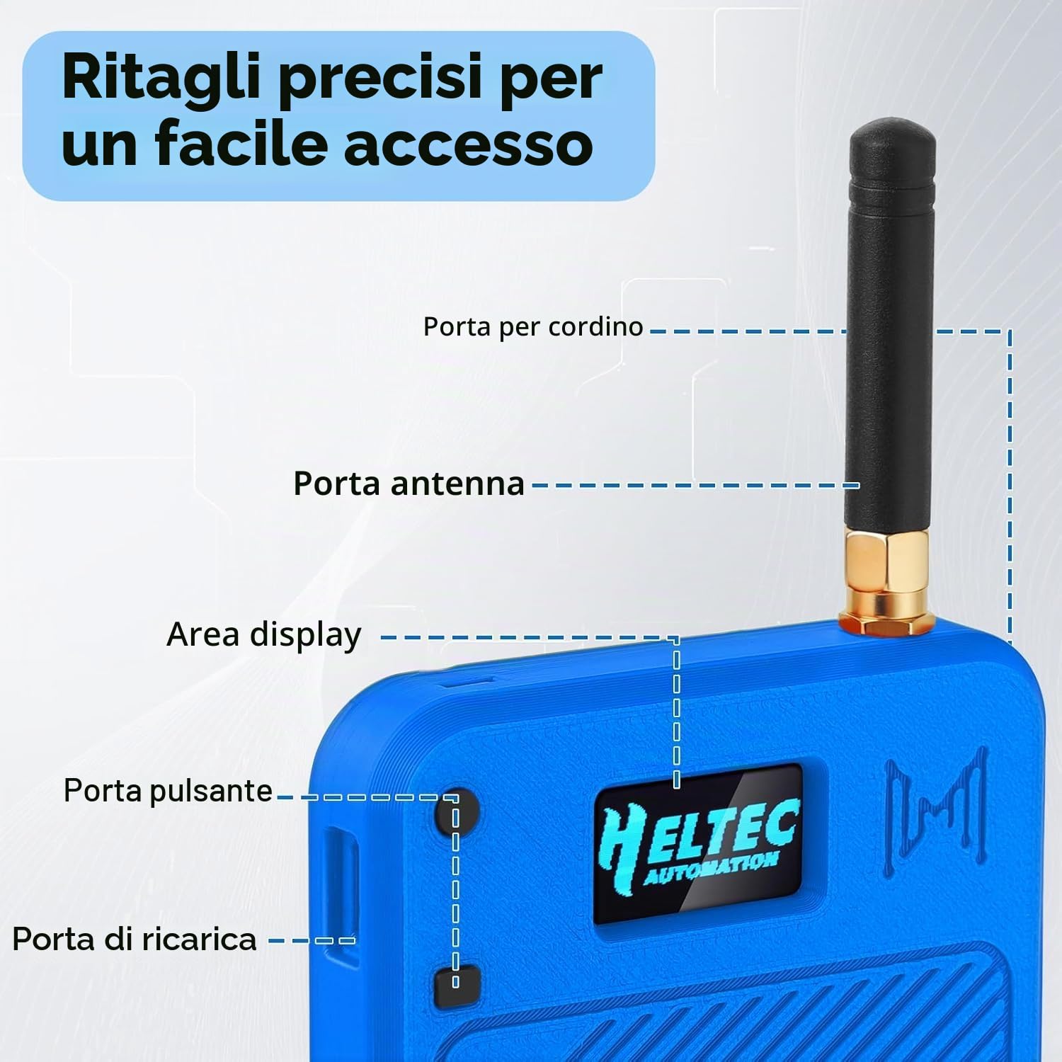 Heltec V3 ESP32 LoRa Dev Board N32 Kit Blu | Con custodia, batteria da 3000 mAh, supporto Meshtastic LoRaWAN WiFi, IoT per controllo industriale Smart Home
