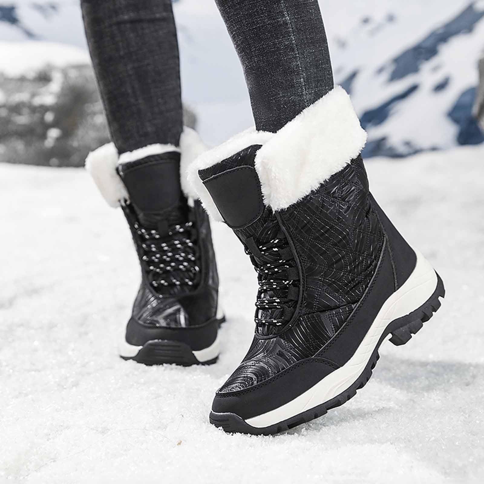 Generico Scarpe Da Neve Donna Impermeabili Invernali Antiscivolo Stivaletti Doposci Calde Termiche Scarpe Da Neve Stivali Imbottiti Scarponi Con Fodera Dopo Sci Snow Boots Per All'acqua Trekkin