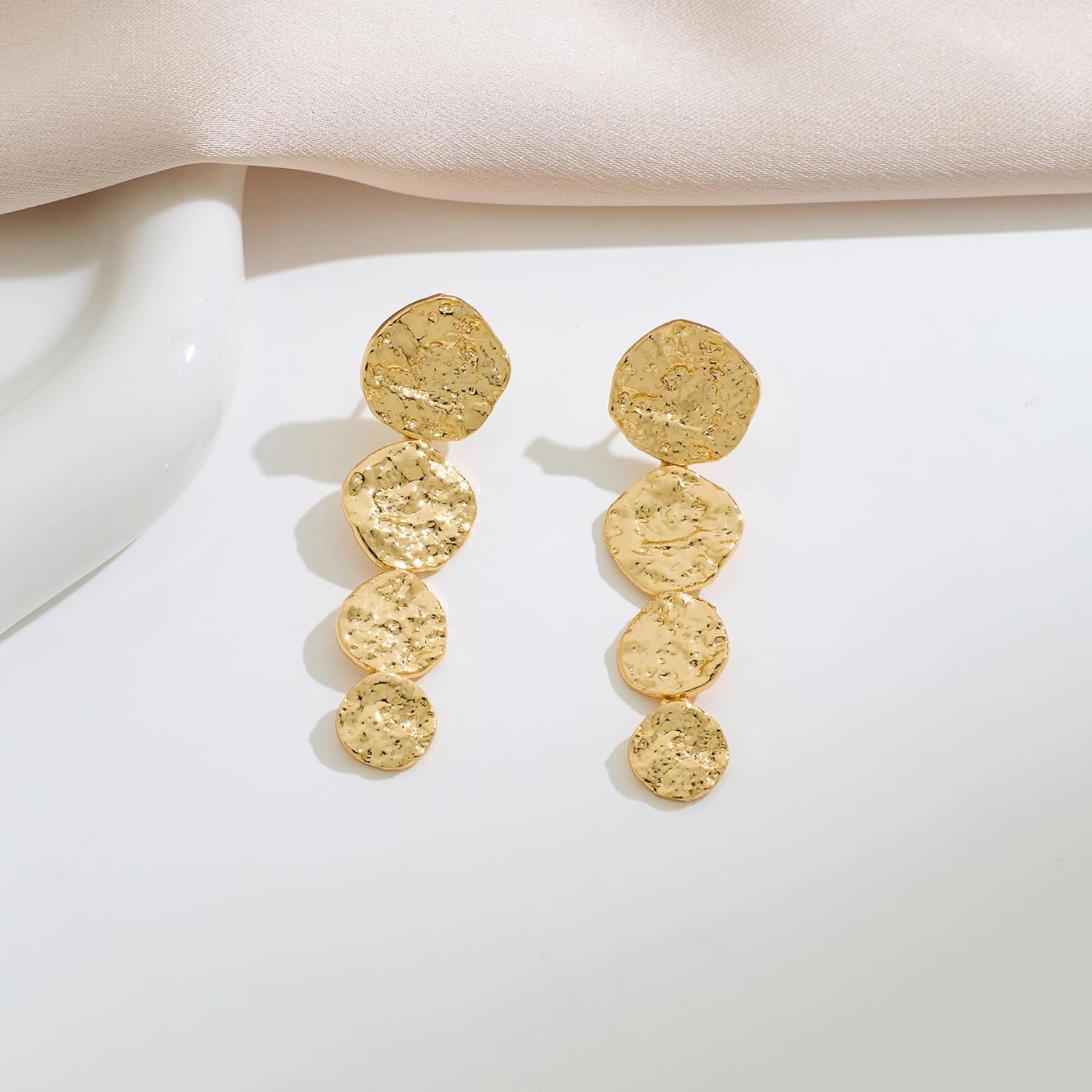 Gold Statement Dangle Drop Earrings for Women - Vintage Geometric Rectangle Statement Earrings, Trendy Chunky Gold Jewelry | Vintage Jewelry Gifts for Women - Image 4