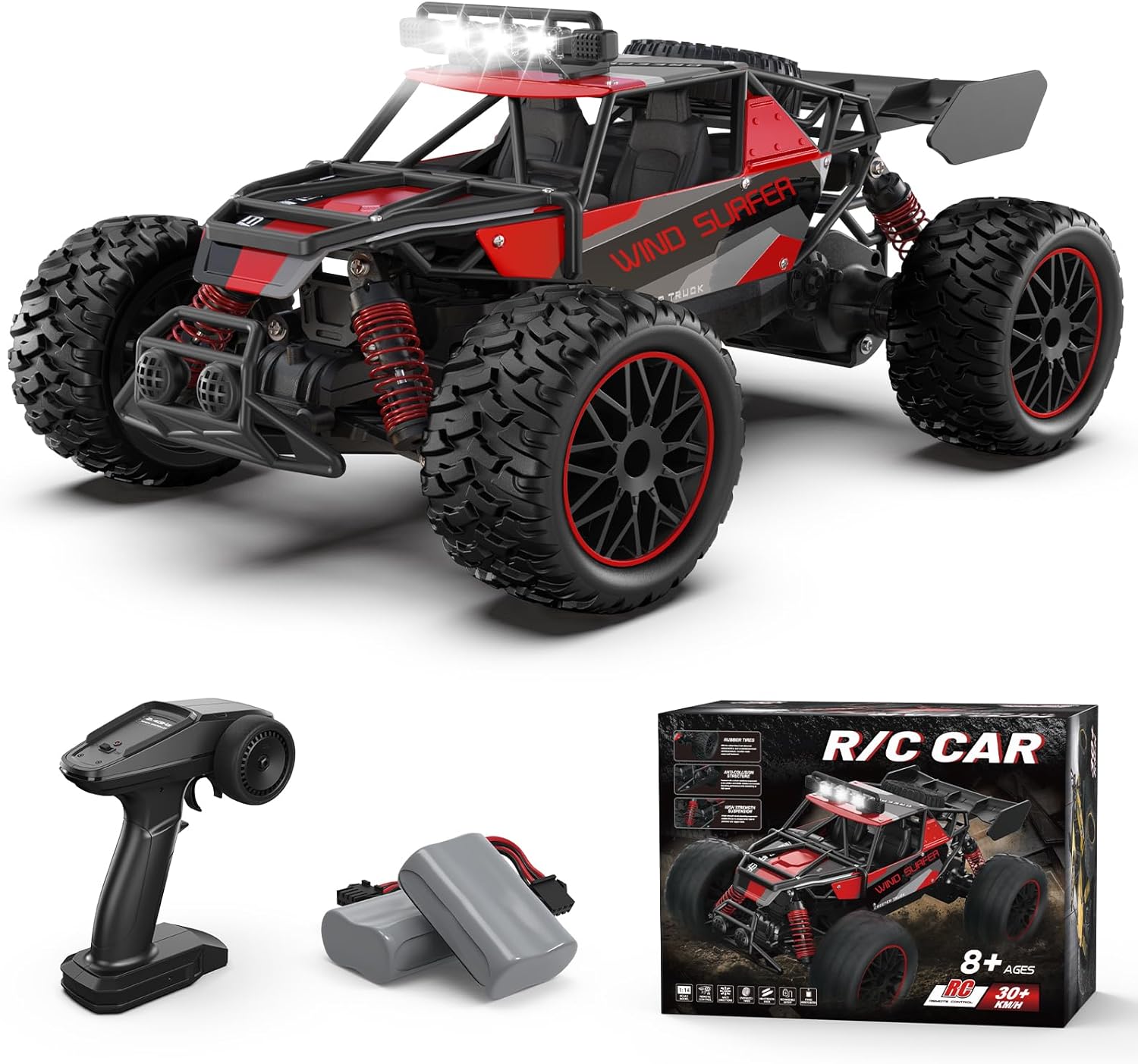 Product image of Scientoy 1:14 Remote Control Car, 30+KM/H High Speed All Terrain RC Cars for Boys Age 8-12, 2.4 GHz Off-Road RC Truck, Ideal Gifts for Adults Kids with 2 Rechargeable Batteries