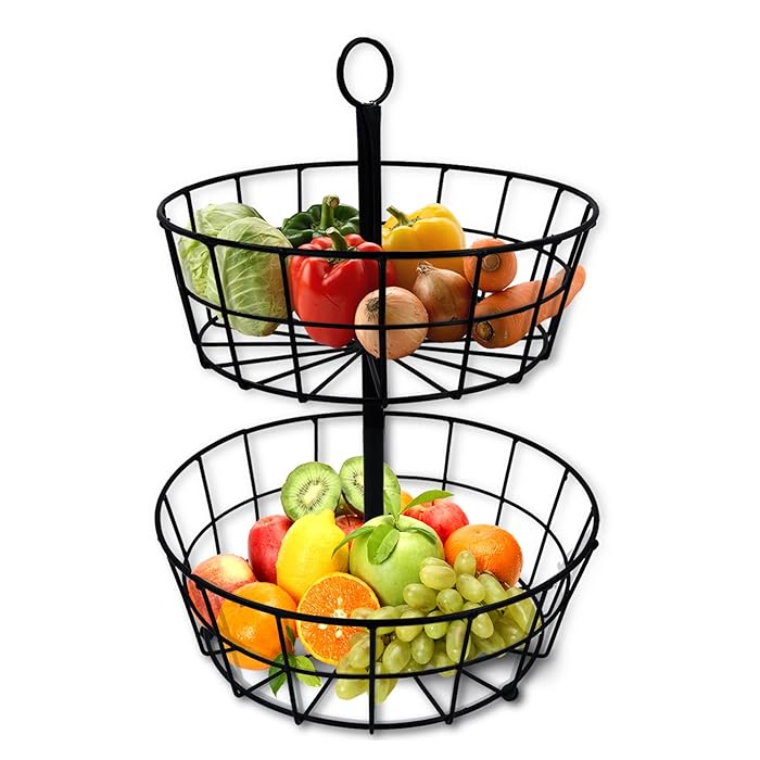 Buy Trpsea 2 Tier Basket Black 2Tier Fruit Basket Stand for Storing