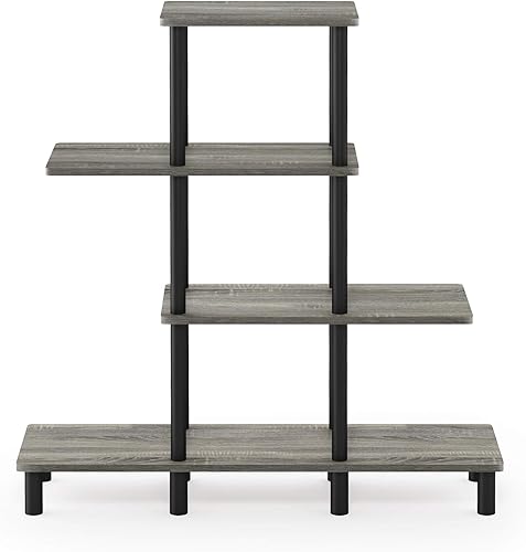 Miniatura 4 de Furinno Turn-N-Tube - Estante de exhibición de 4 niveles, roble francés grisnegro