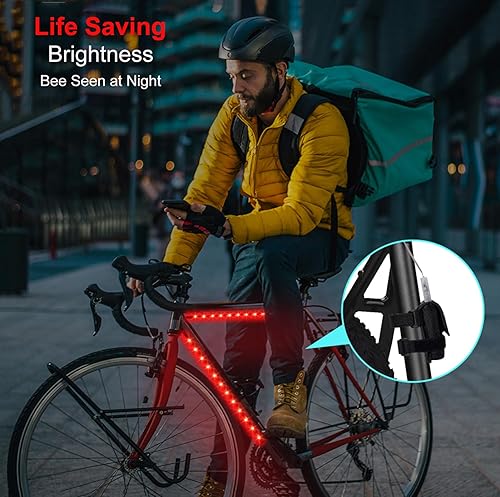 Miniatura 4 de 2 luces de bicicleta de 16 pulgadas para montar por la noche con caja de batería, muchos modos intermitentes, control de aplicación, luces RGB para