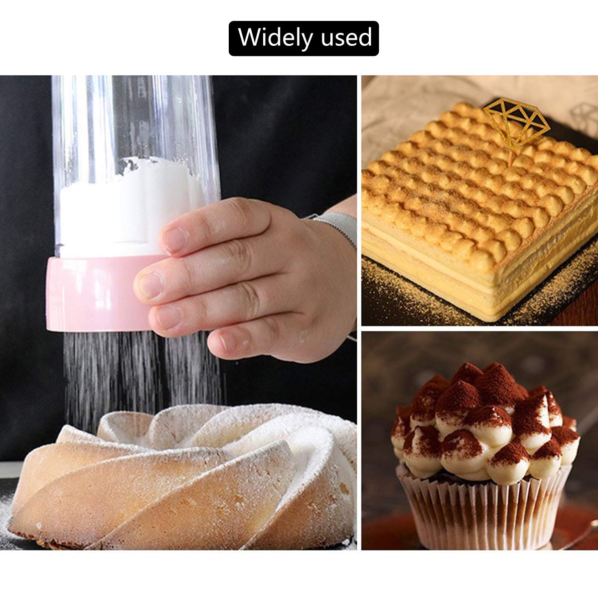 Setaccio Per Zucchero A Velo Yueser - Shaker Con Coperchio Per Caffè, Dolci E Spezie, Design Rosa - Foto 5