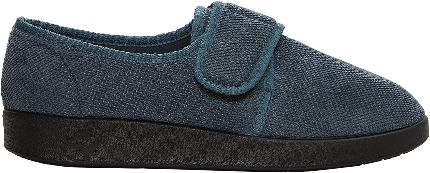 Silvert's Adaptive Clothing & Footwear Men’s Wide & Comfy Easy Closure Slippers for Seniors - Grey/Black 9 - Image 3